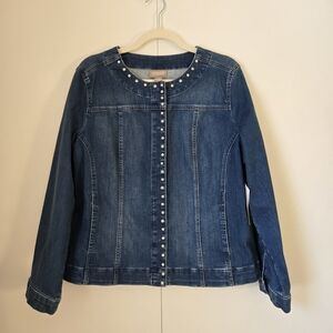 Chico's Blue Denim Jacket with Studded Details, Chico's Size 2, NWT
